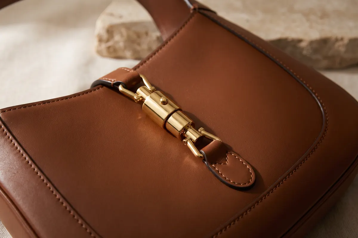 Detalle del cierre de pistón de un bolso de hombro Gucci Jackie 1961