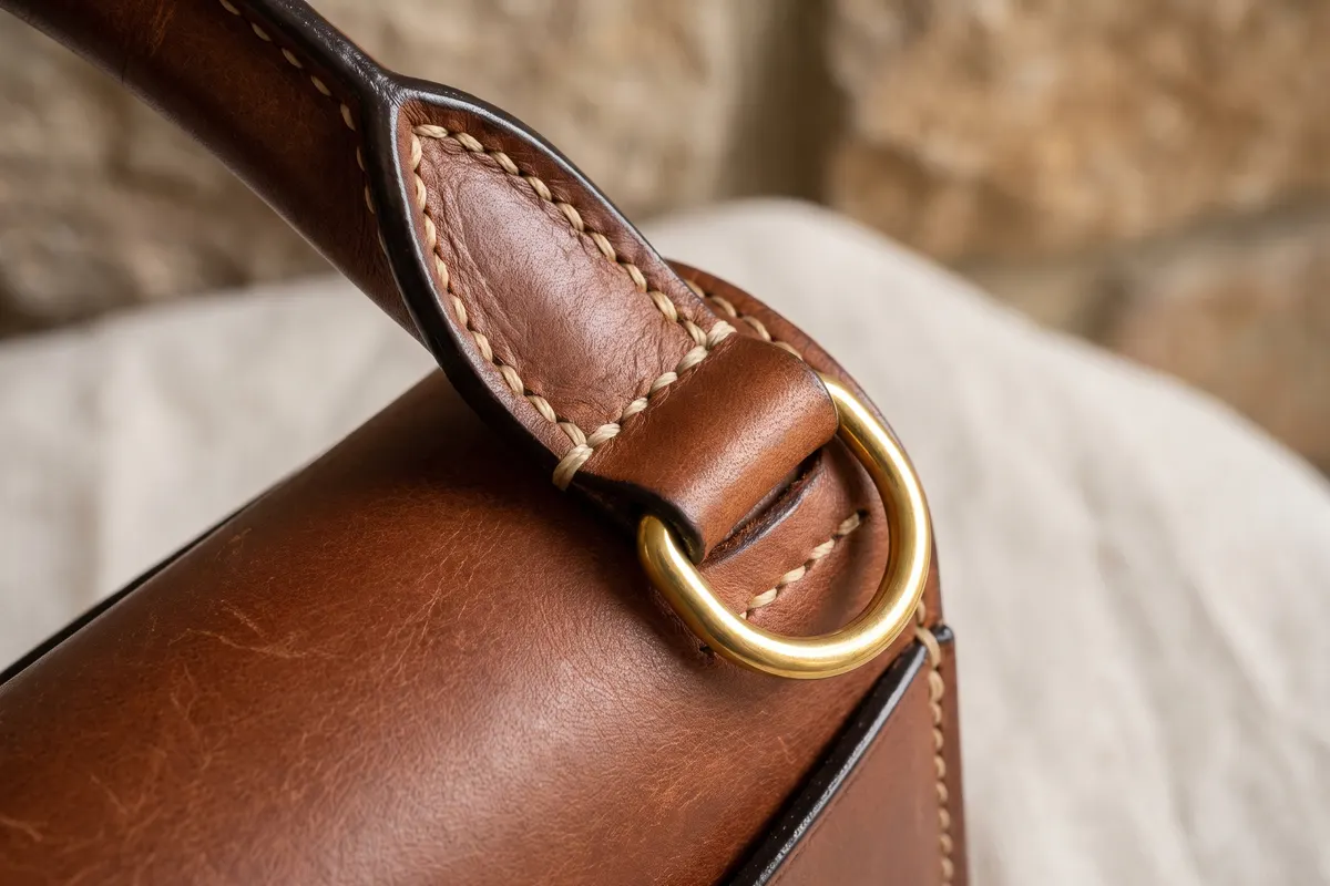 Primer plano de costuras, pintura de cantos y herrajes macizos, los detalles clave para saber cómo detectar un bolso falso