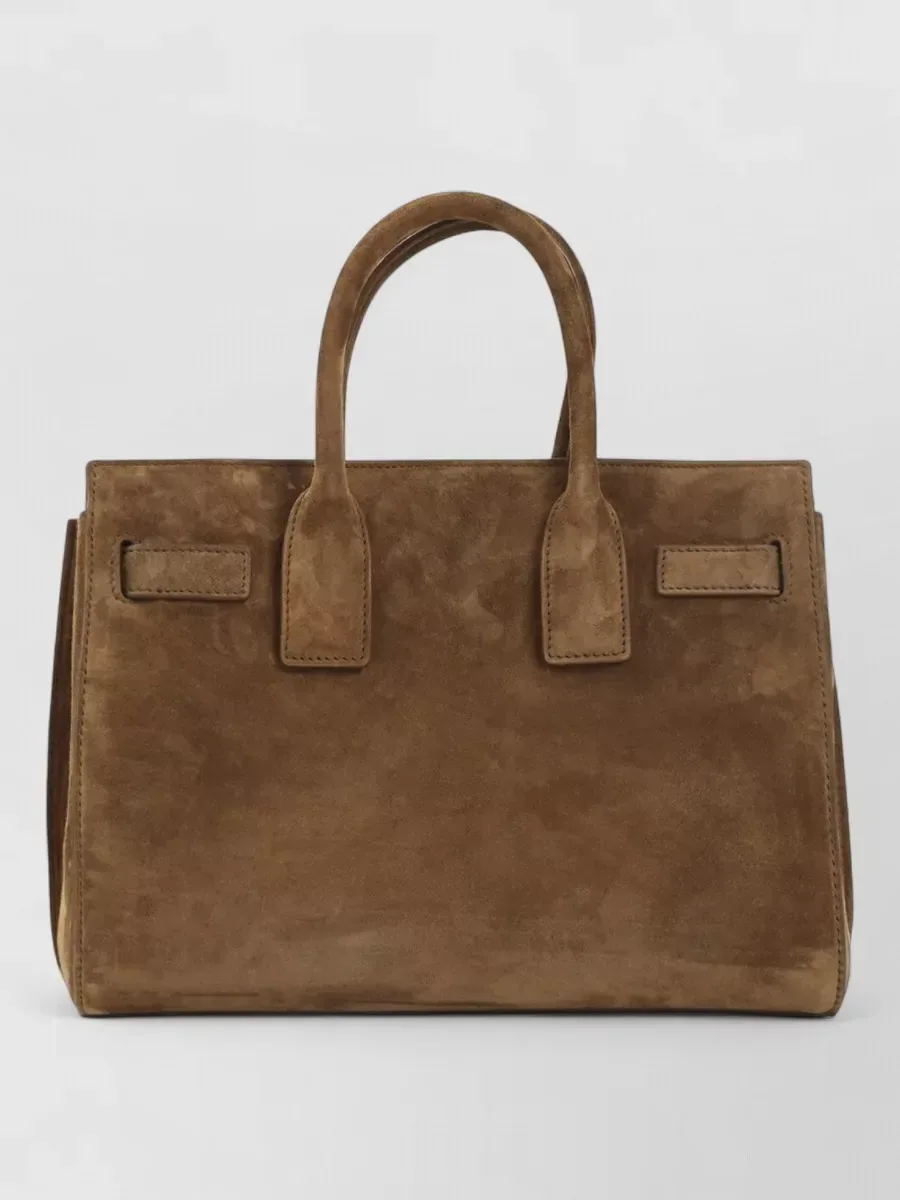 Sac à main Saint Laurent Sac de Jour Small en veau velours marron, deux anses