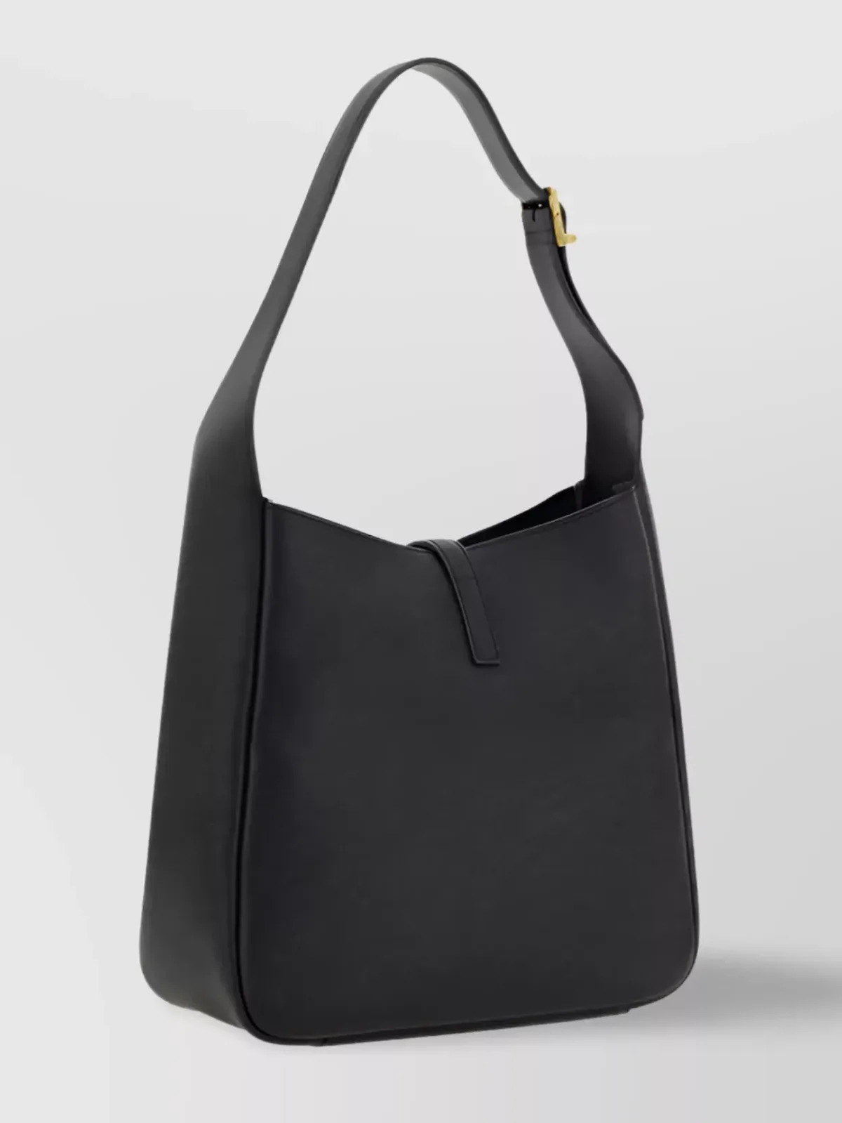 Saint Laurent Le 5 à 7小号流浪包，黑色颗粒纹小牛皮，侧面轮廓