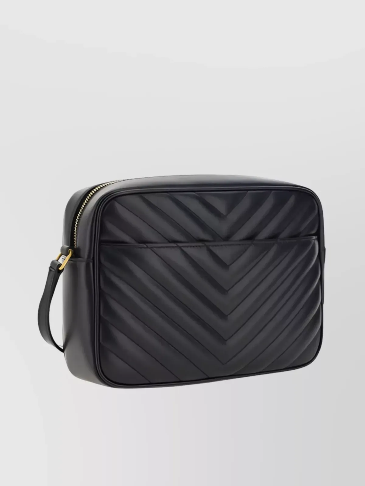 Saint Laurent Lou Medium Schultertasche aus schwarzem gestepptem Kalbsleder, Einschubtasche auf der Rückseite