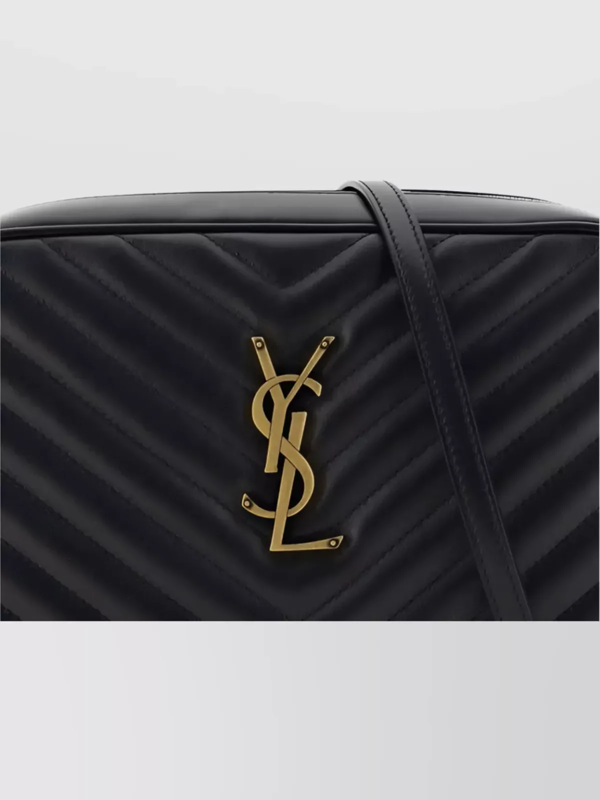 Saint Laurent Lou Medium Schultertasche aus schwarzem gestepptem Kalbsleder, YSL Logo-Plakette und Chevron-Steppung