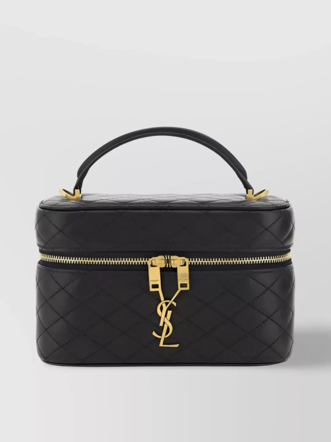 Saint Laurent Gaby Vanity Bag aus schwarzem gestepptem Lammleder, Rundum-Reißverschluss