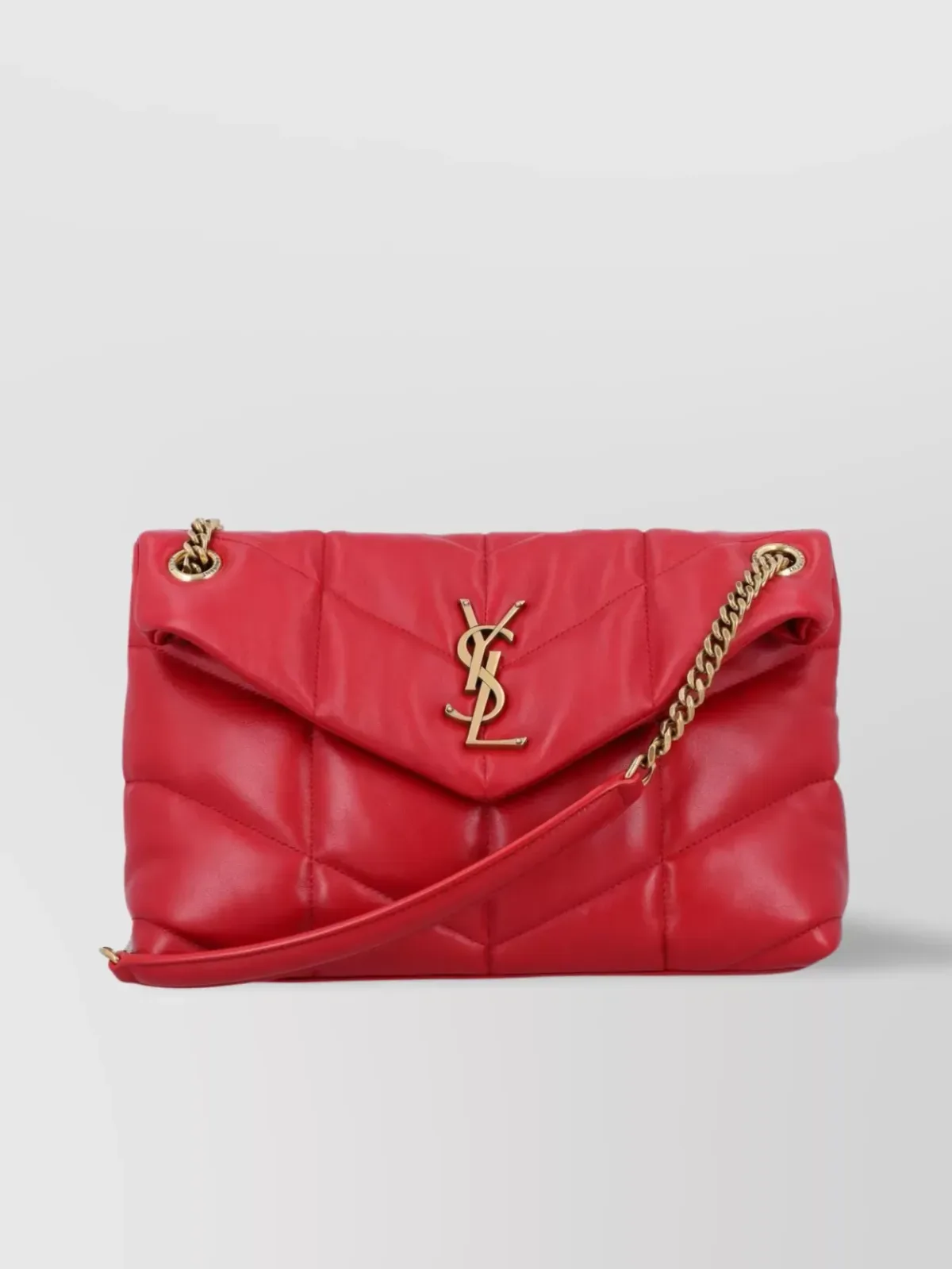 Saint Laurent Loulou Puffer Small Schultertasche in Rot, Foto 1