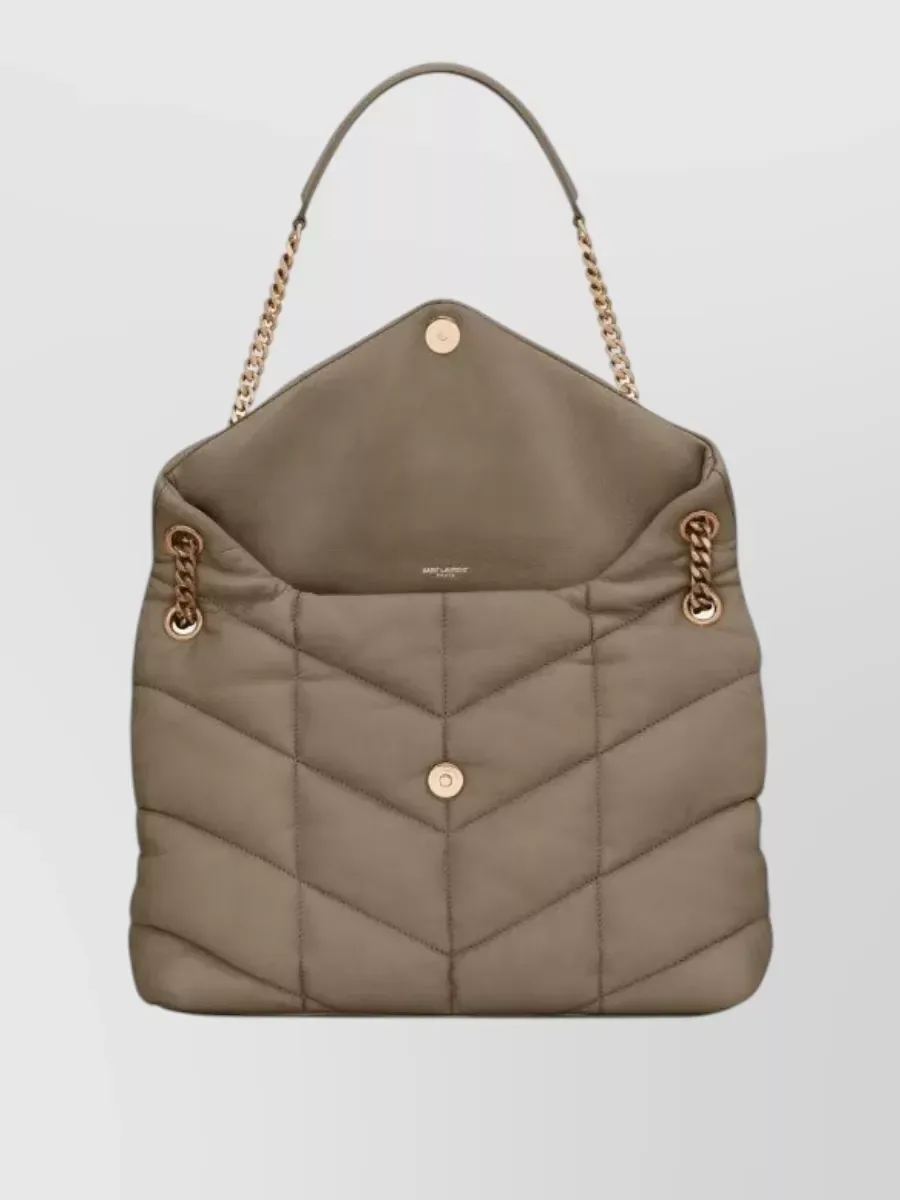 Saint Laurent Loulou Puffer Small Schultertasche in Taupe, Foto 3