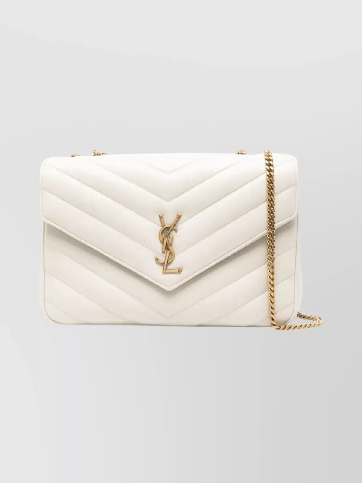 Borsa a spalla Saint Laurent Loulou Large in Bianco, foto 1