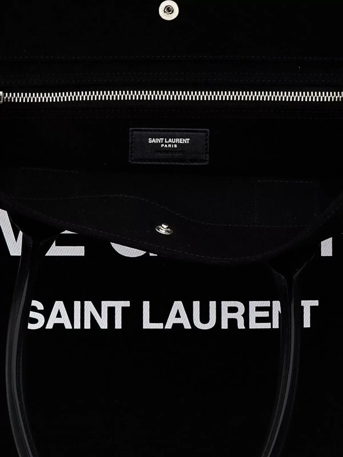 Mala tote Saint Laurent com logótipo estampado em Preto, foto 3