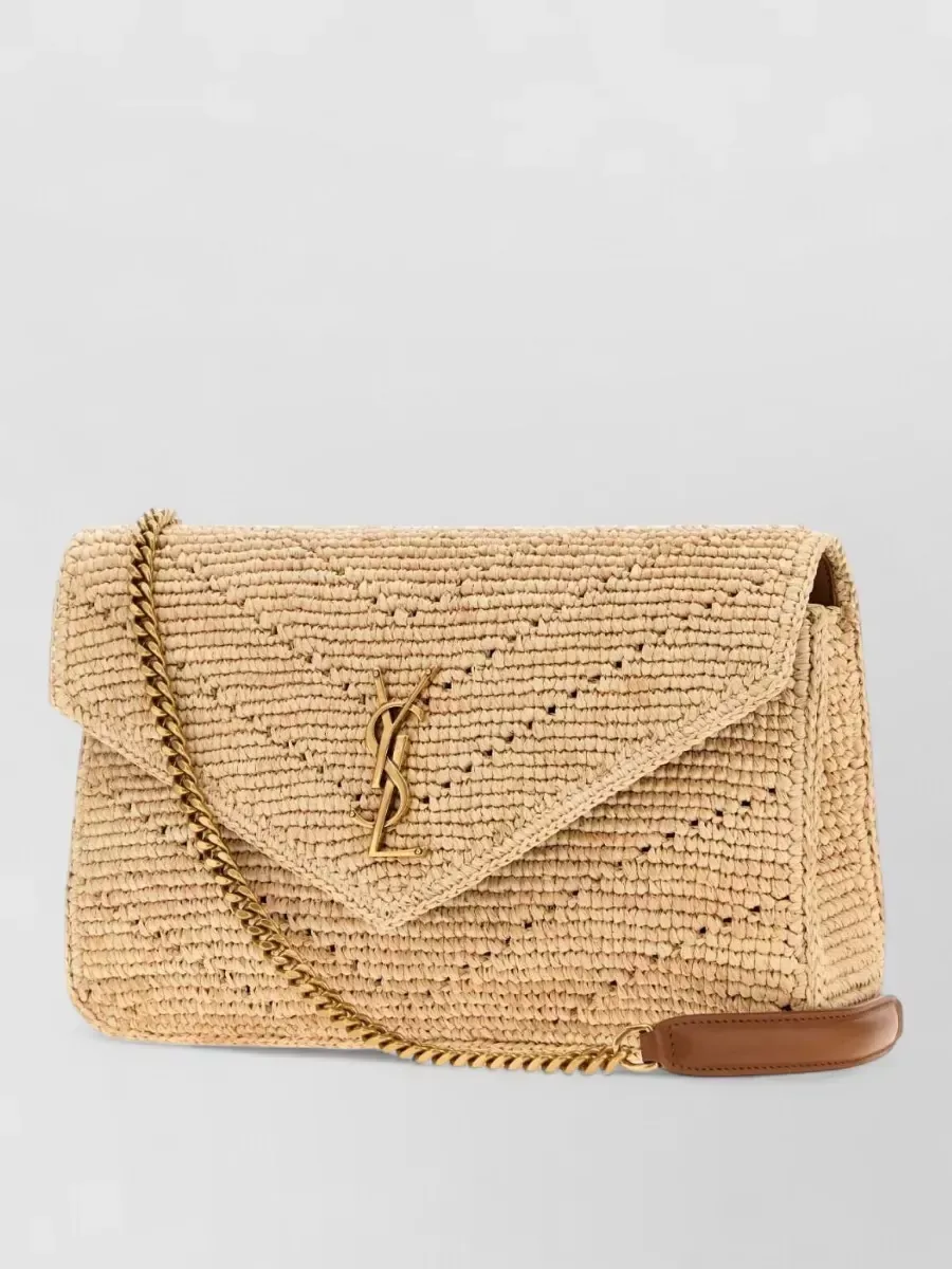 Pochette Saint Laurent Loulou in rafia beige, foto 2