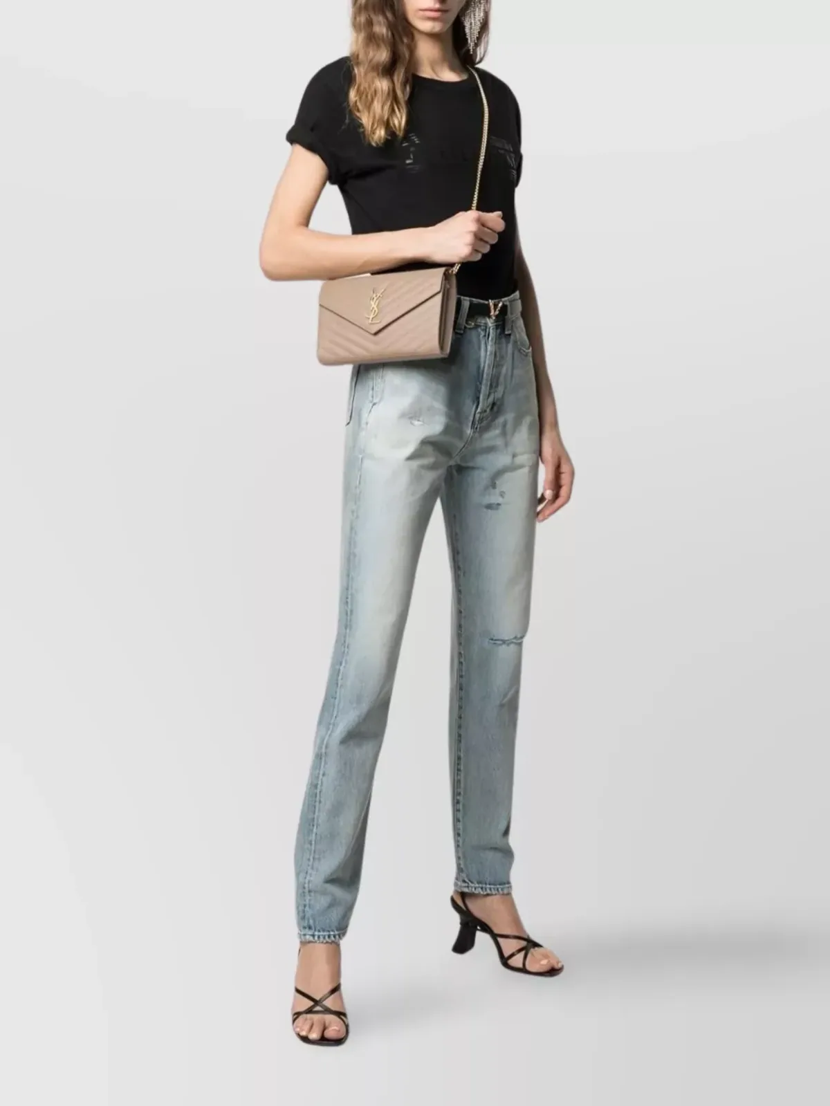 Clutch Saint Laurent Cassandre em bege, foto 2