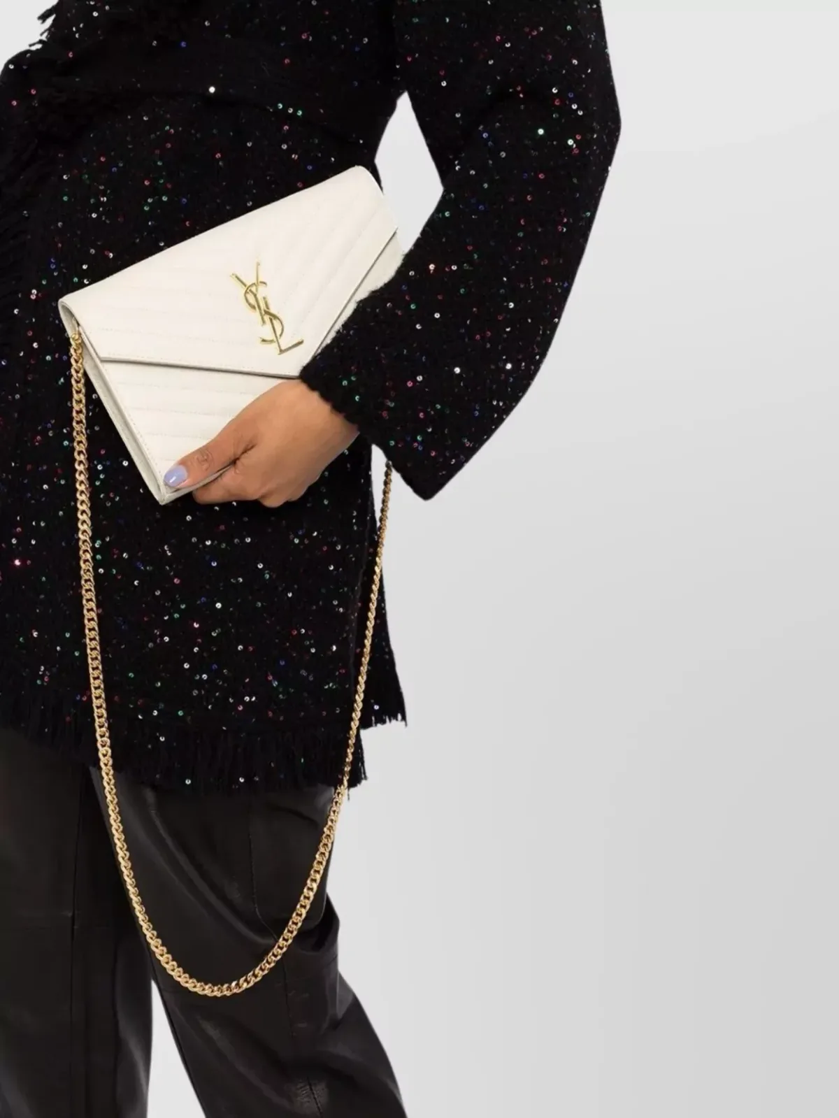 Clutch Saint Laurent Cassandre em branco, foto 2