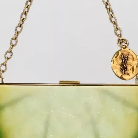 Saint Laurent Mini Resin Shoulder Bag en vert, détail