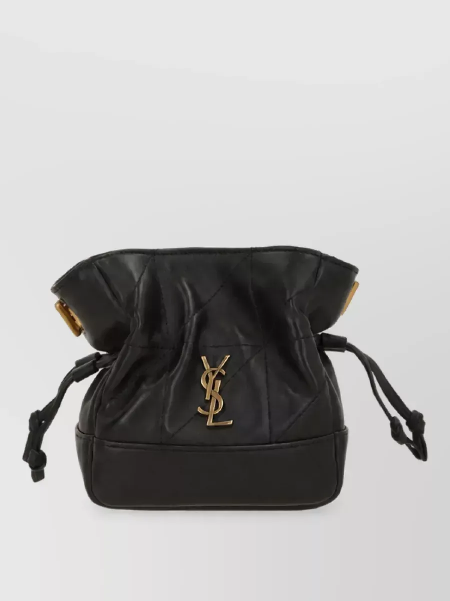 Saint Laurent Jamie Mini nera, chiusura a coulisse e bottone a pressione