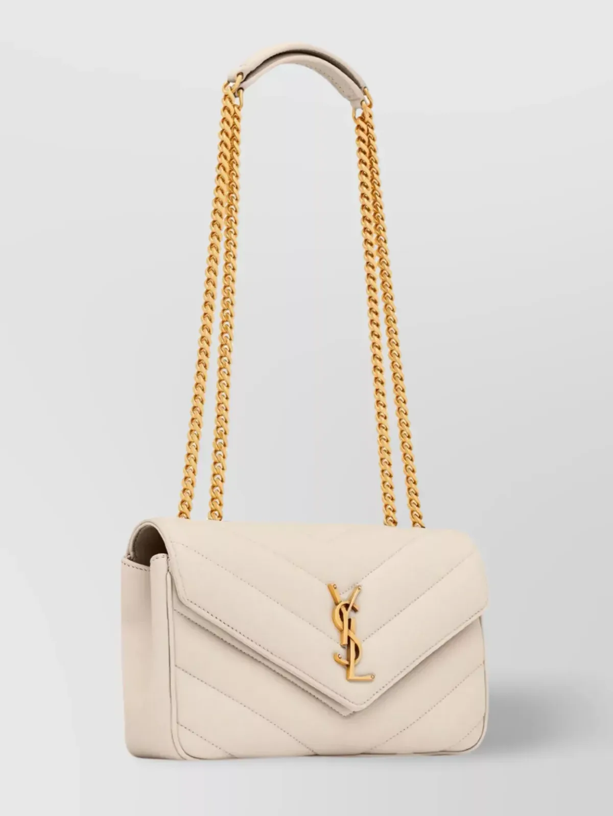 Saint Laurent Loulou Small باللون البيج، صورة 3
