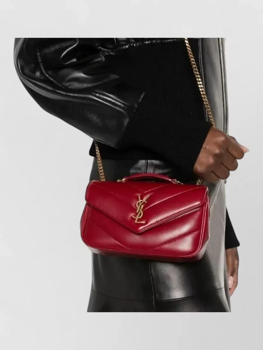 Borsa a spalla Saint Laurent Loulou Mini bordeaux, foto 2