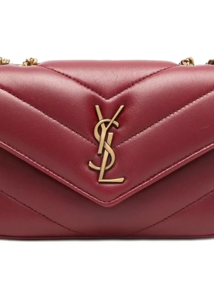 Borsa a spalla Saint Laurent Loulou Mini bordeaux, foto 4
