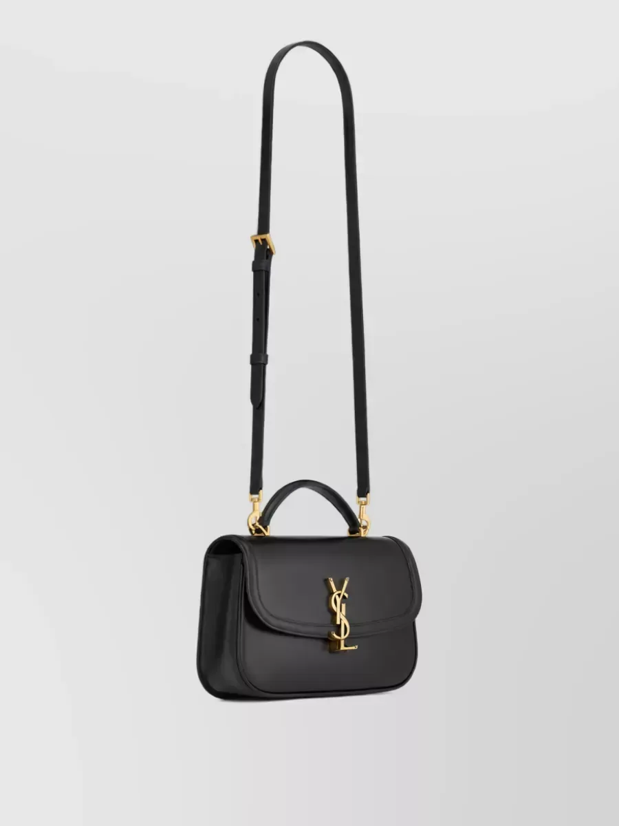 Saint Laurent Schultertasche mit Klappe aus Kalbsleder in Schwarz, Foto 2