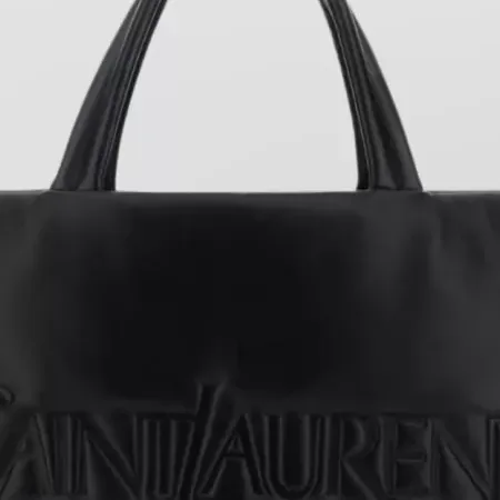 Saint Laurent Embossed Logo Tote in Black, detail