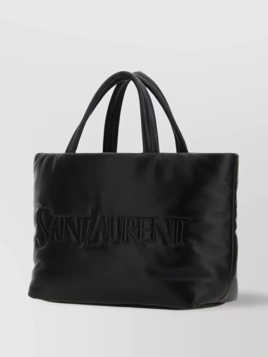 Saint Laurent Embossed Logo Tote in Black, photo 2