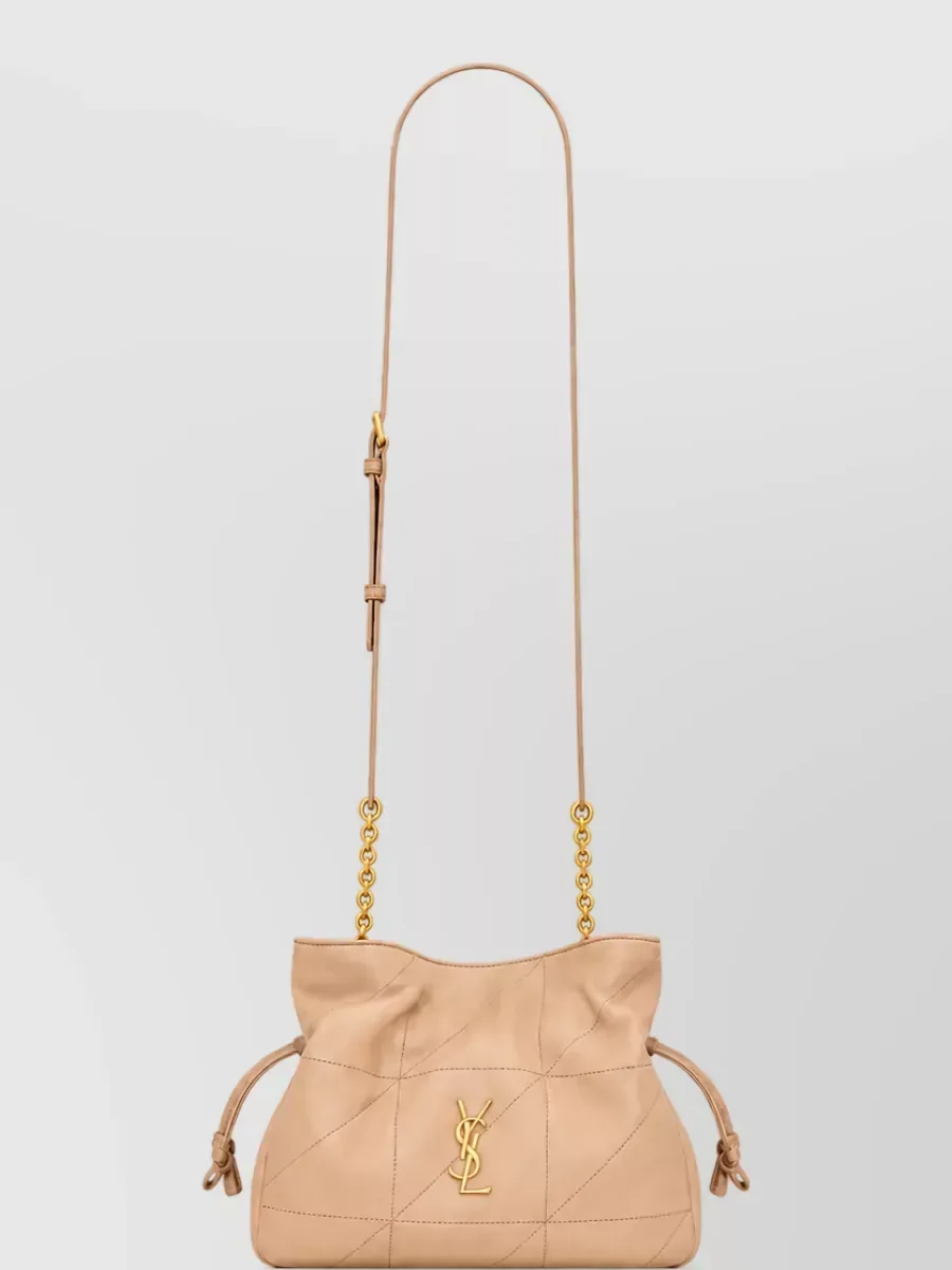 Saint Laurent Quilted Drawstring Clutch in Beige, Foto 4