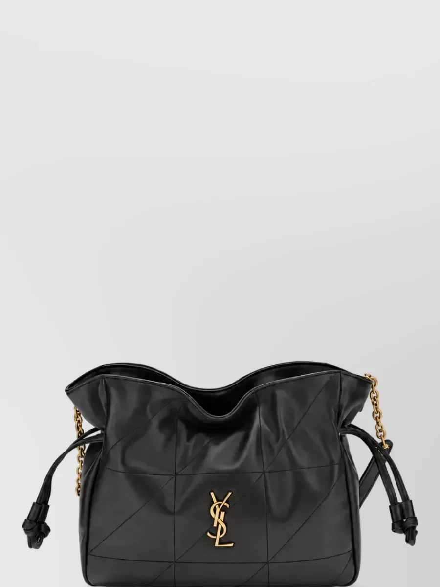 Saint Laurent Quilted Drawstring Clutch in Schwarz, Foto 2