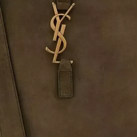 Saint Laurent Le 5 à 7棕色斜挎包，细节，绒面内衬