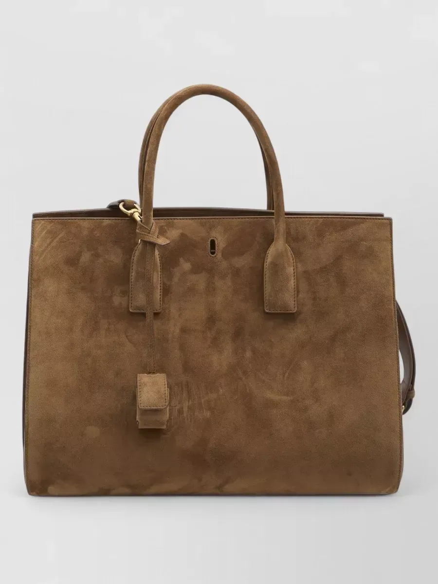 Saint Laurent Sac de Jour Large Tote Bag in Brown Suede Calfskin