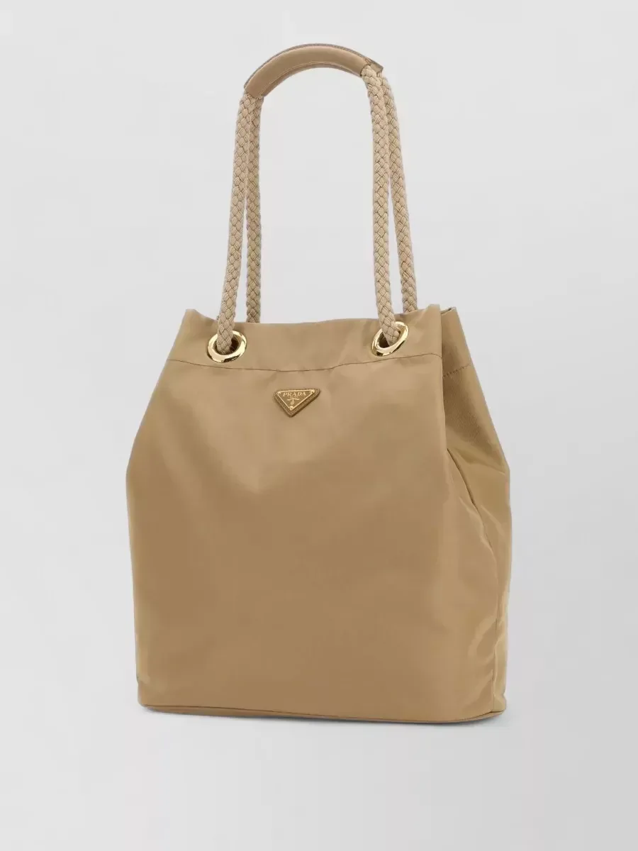Borsa tote Prada Large Bucket in beige scuro, foto 2
