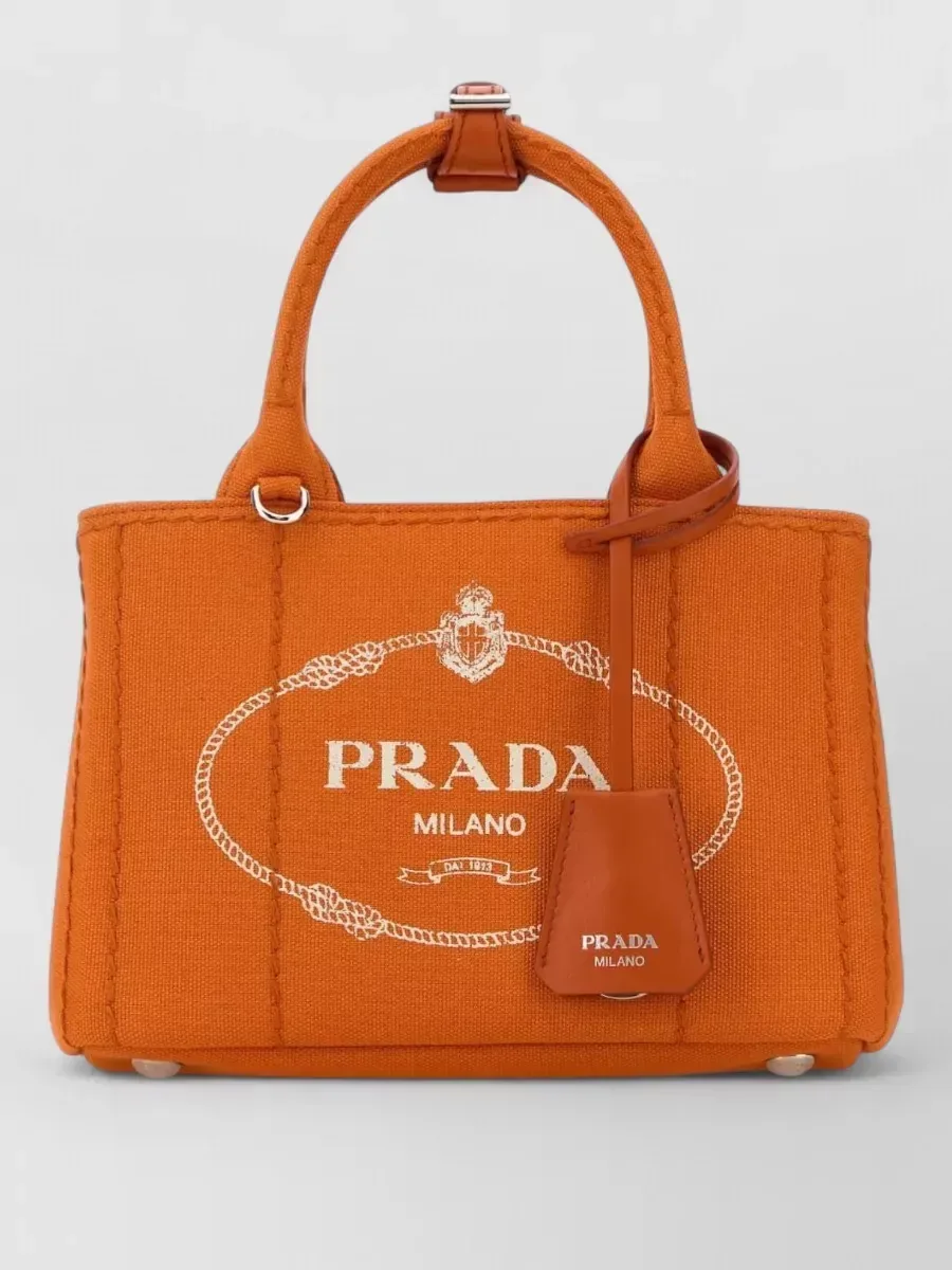 Prada Mini Canvas Top Handle Bag in Orange, photo 1