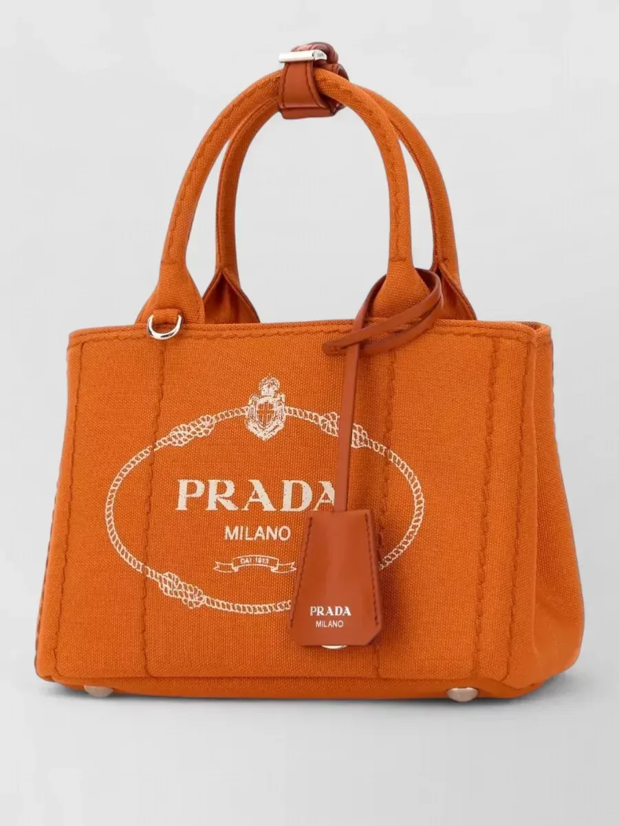 Prada Mini Canvas Top Handle Bag in Orange, photo 2