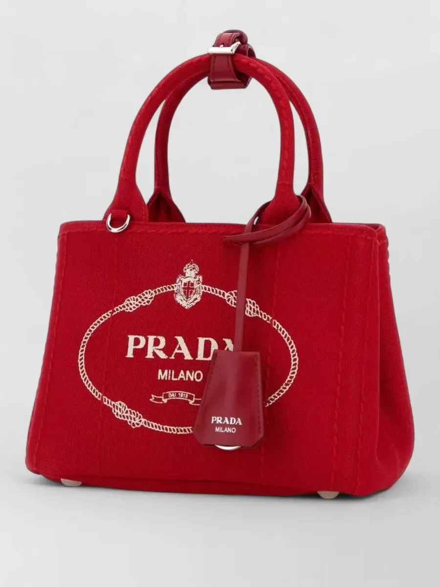 Prada Mini Canvas Top Handle Bag in Red, photo 2