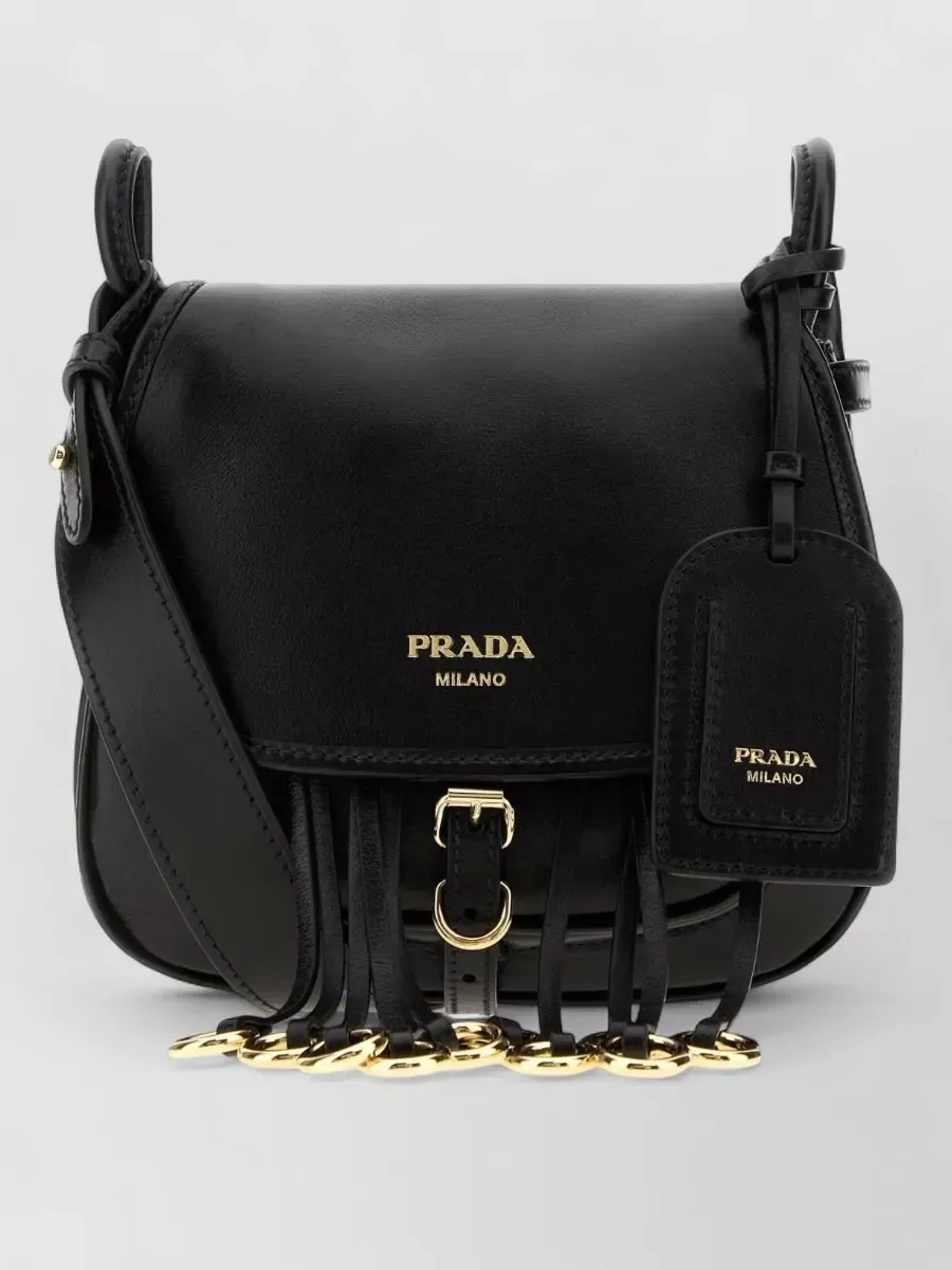 Borsa a tracolla Prada con frange in nero, foto 1