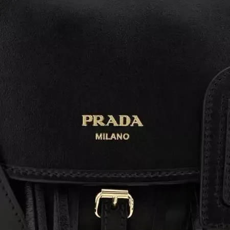 Borsa a tracolla Prada con frange in nero, dettaglio