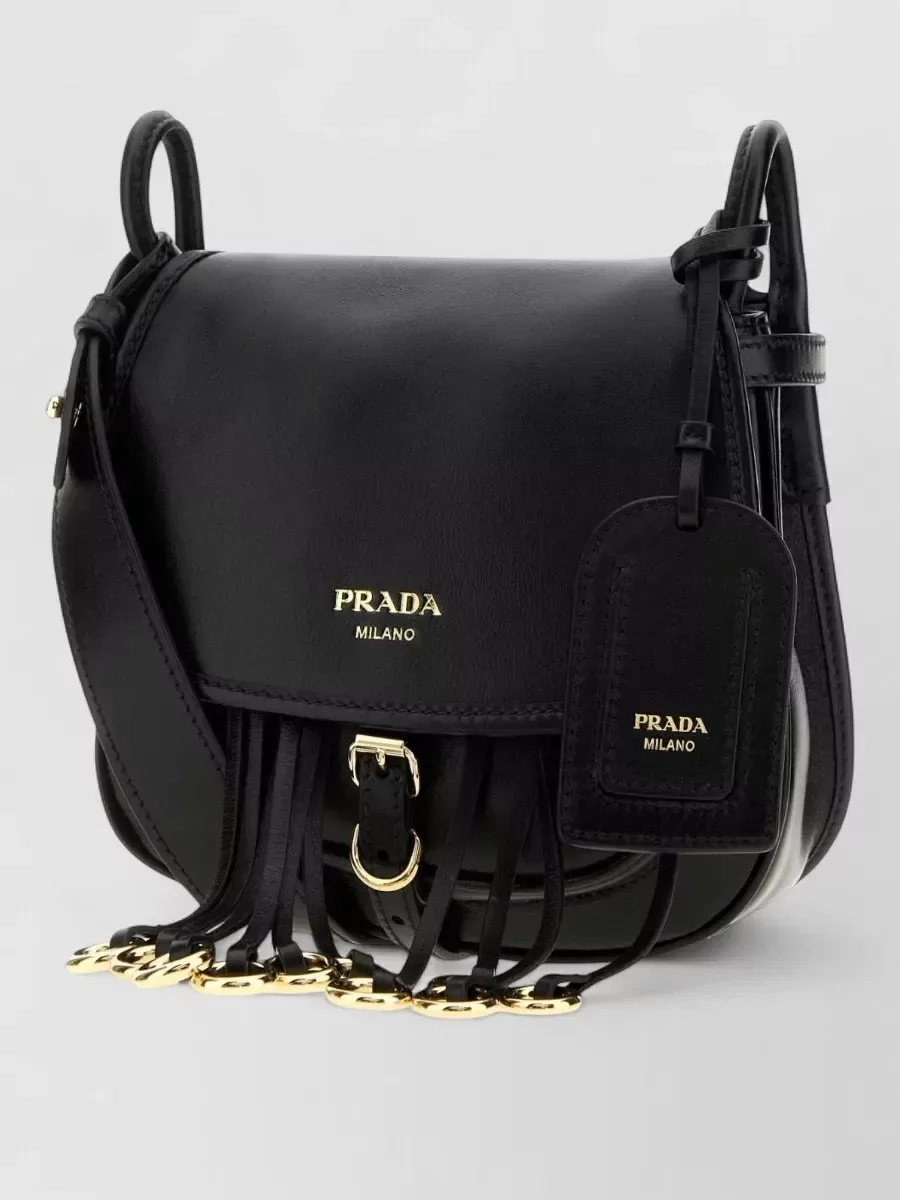 Borsa a tracolla Prada con frange in nero, foto 2