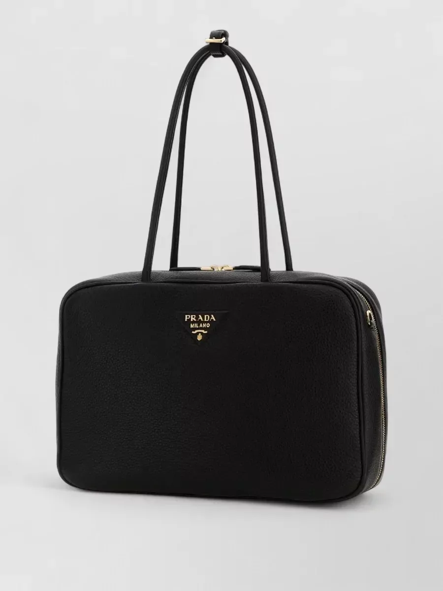 Borsa a spalla Prada in pelle di cervo nera, foto 2