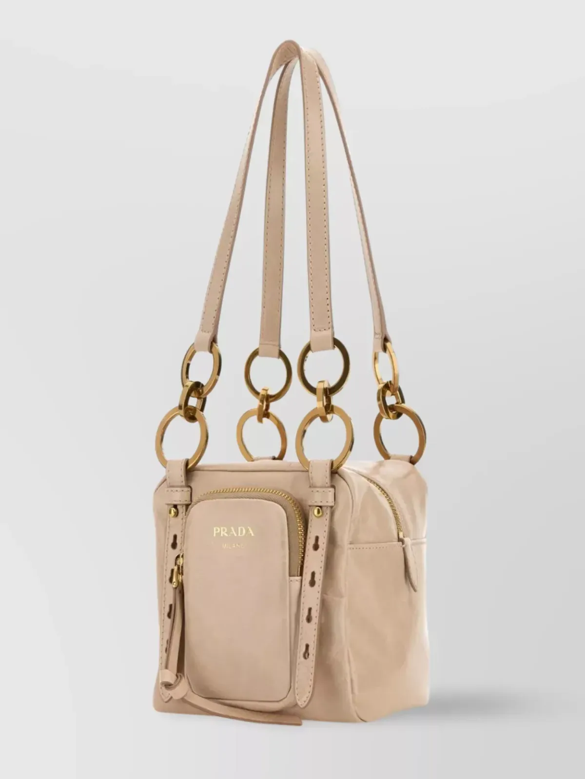 Mini borsa Prada con doppio manico in beige, foto 2