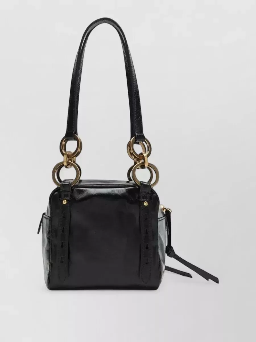 Mini borsa a spalla Prada con dettaglio ad anello in nero, foto 2