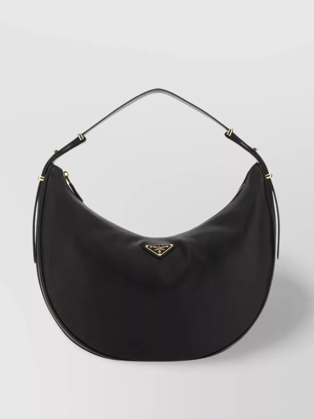 Prada geschwungene Lederschultertasche in Schwarz, Foto 1