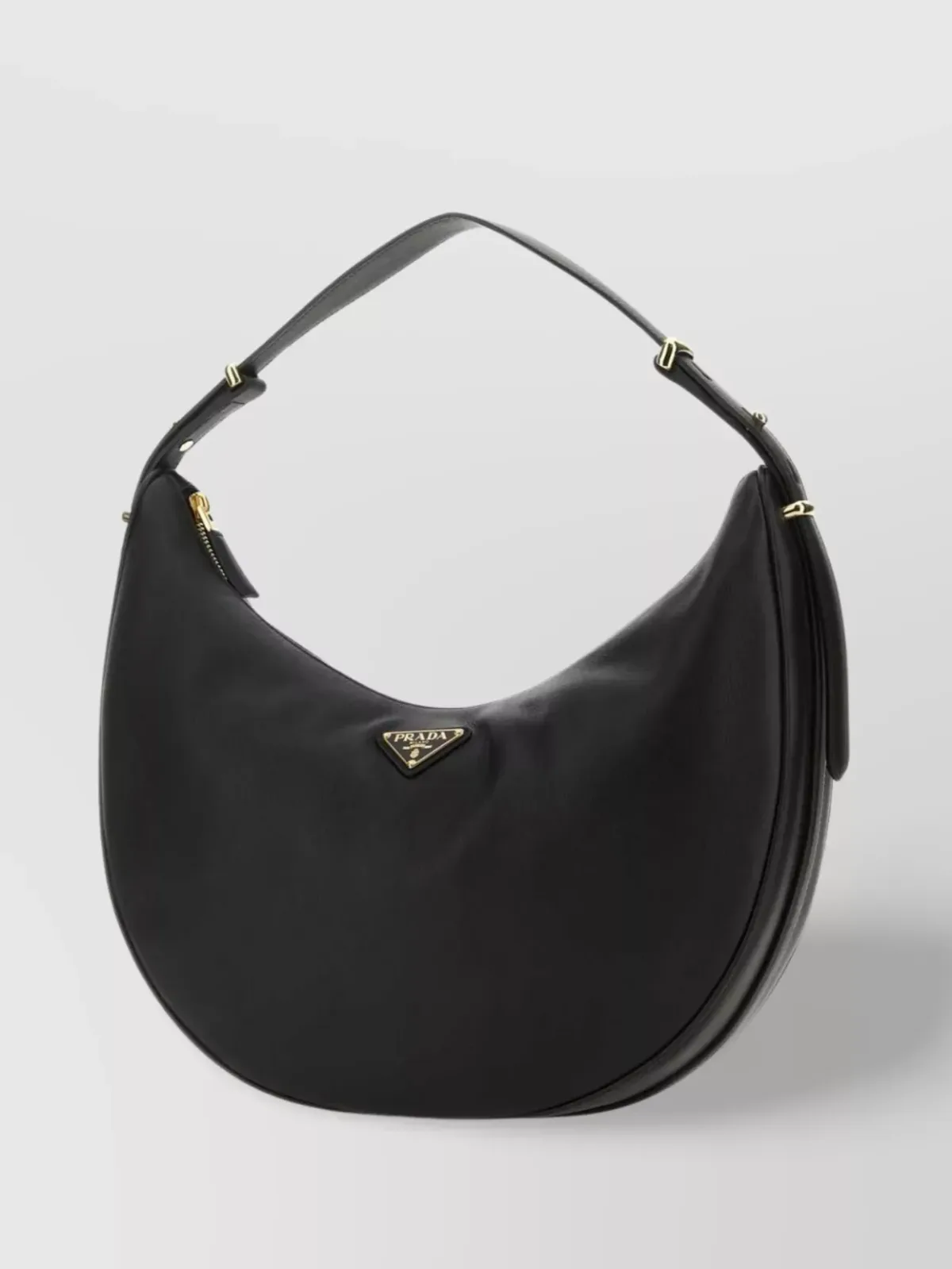 Prada geschwungene Lederschultertasche in Schwarz, Foto 2