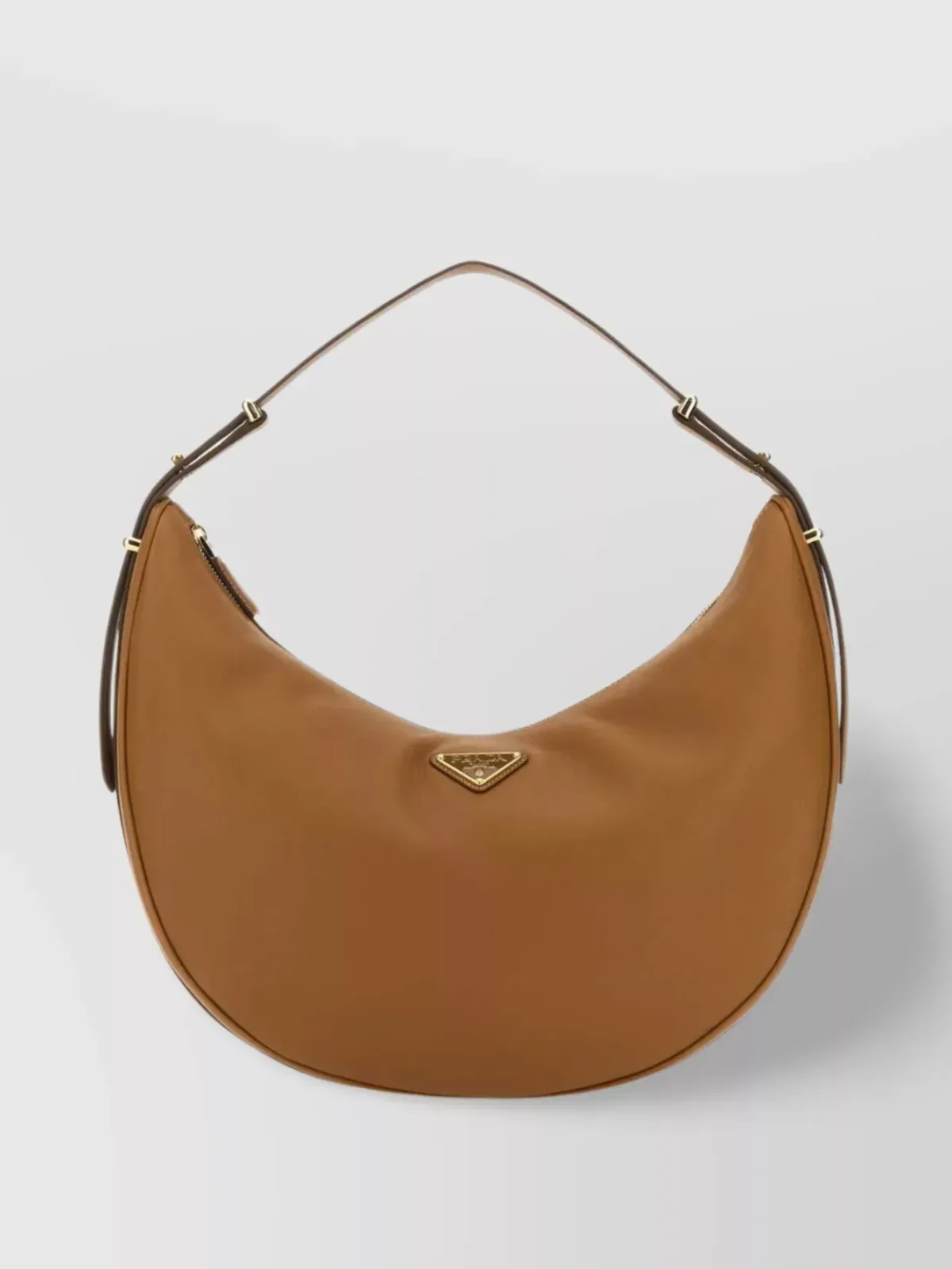 Prada geschwungene Lederschultertasche in Sandbraun, Foto 1