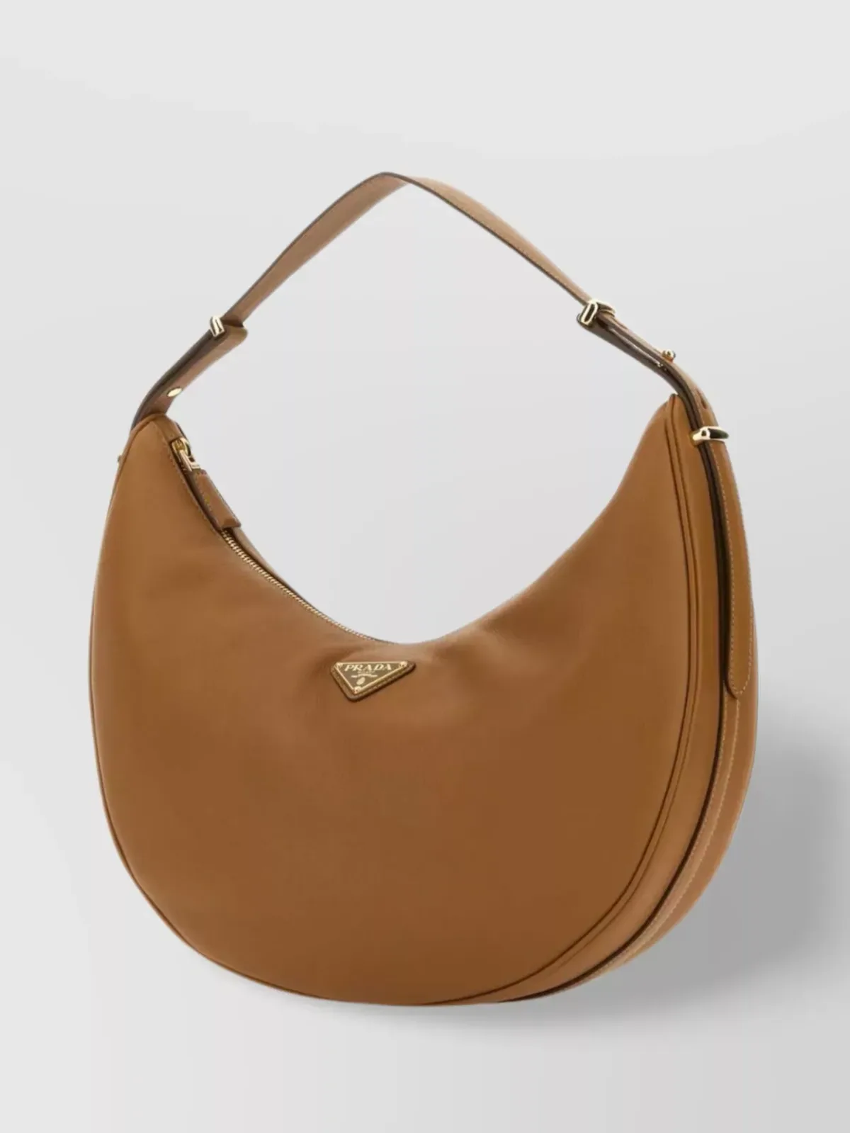 Prada geschwungene Lederschultertasche in Sandbraun, Foto 2