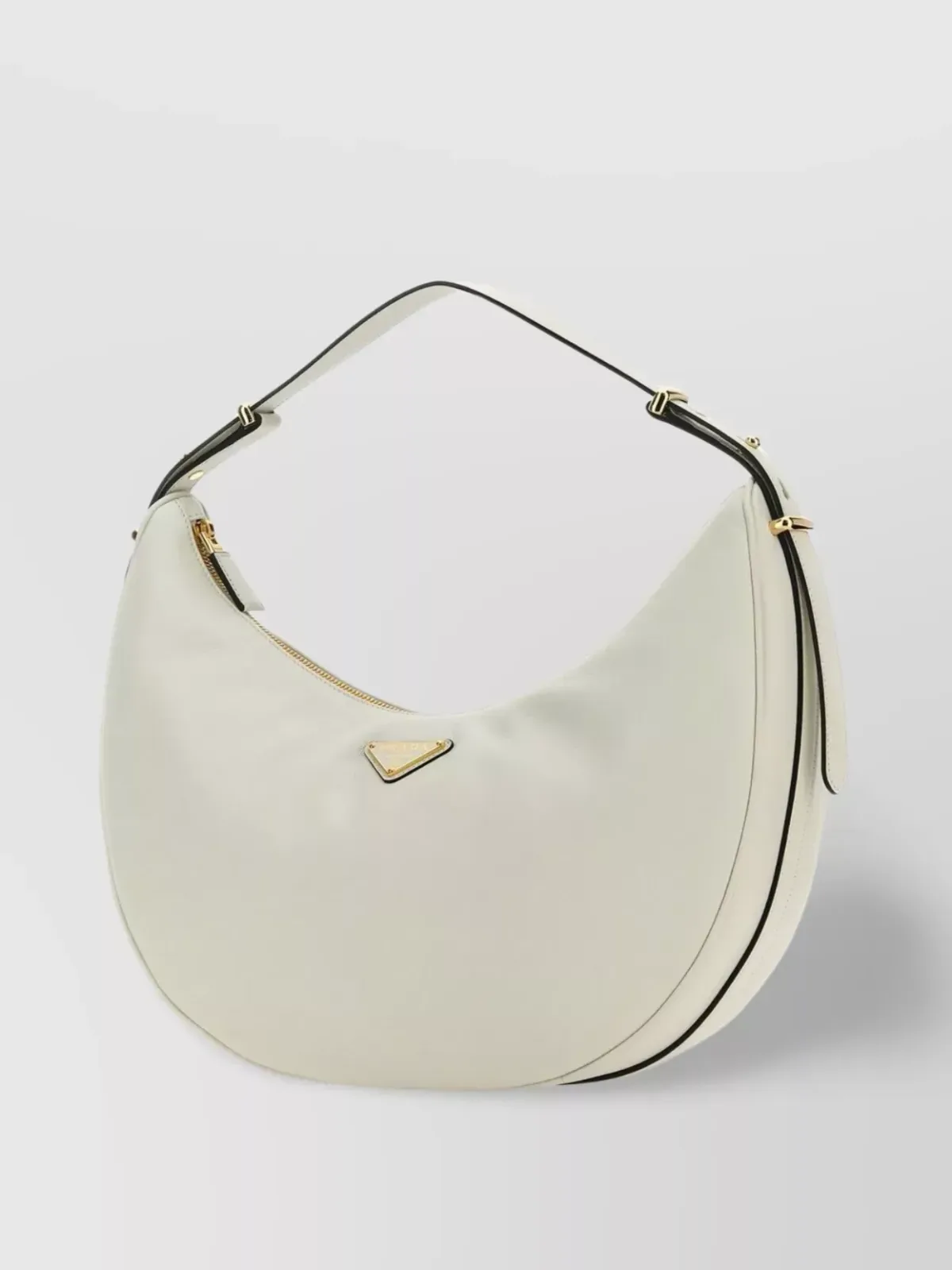 Prada geschwungene Lederschultertasche in Weiß, Foto 2