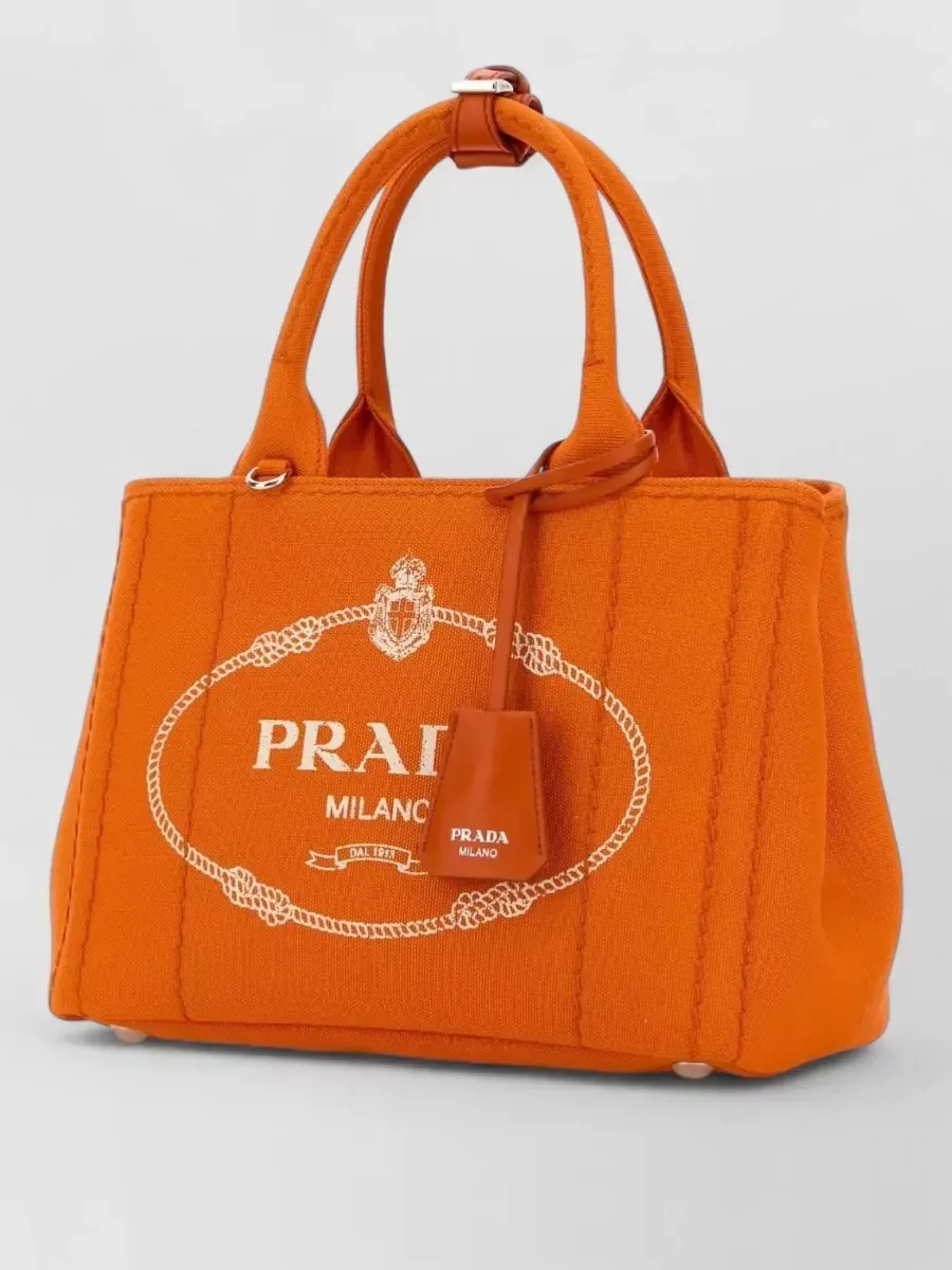 Prada Small Canvas Shoulder Bag in Orange, photo 2