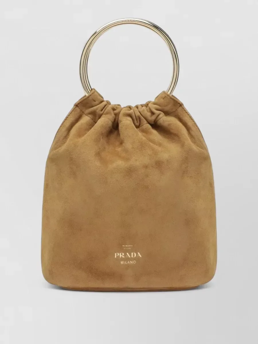 Borsa a secchiello Prada in camoscio marrone, foto 1