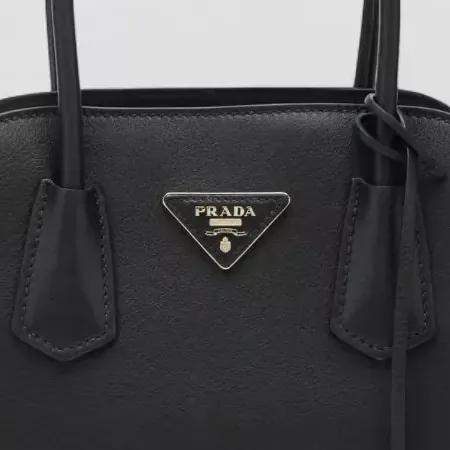 Prada Structured Top Handle Bag in Black, detail