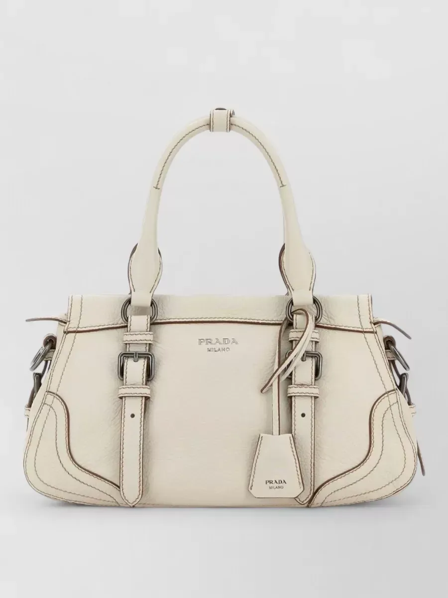 Prada Large Deerskin Shoulder Bag in Beige, foto 1