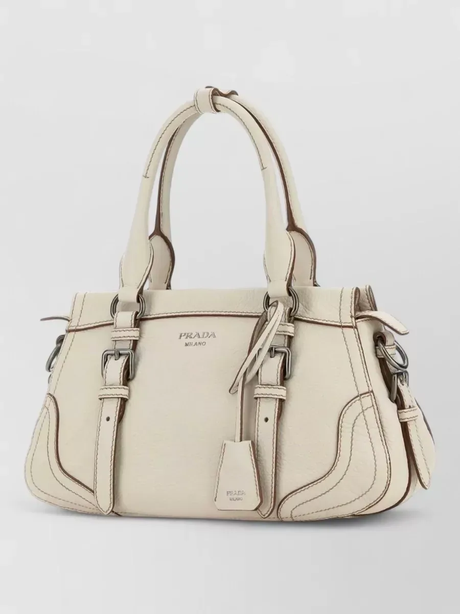 Prada Large Deerskin Shoulder Bag in Beige, foto 2
