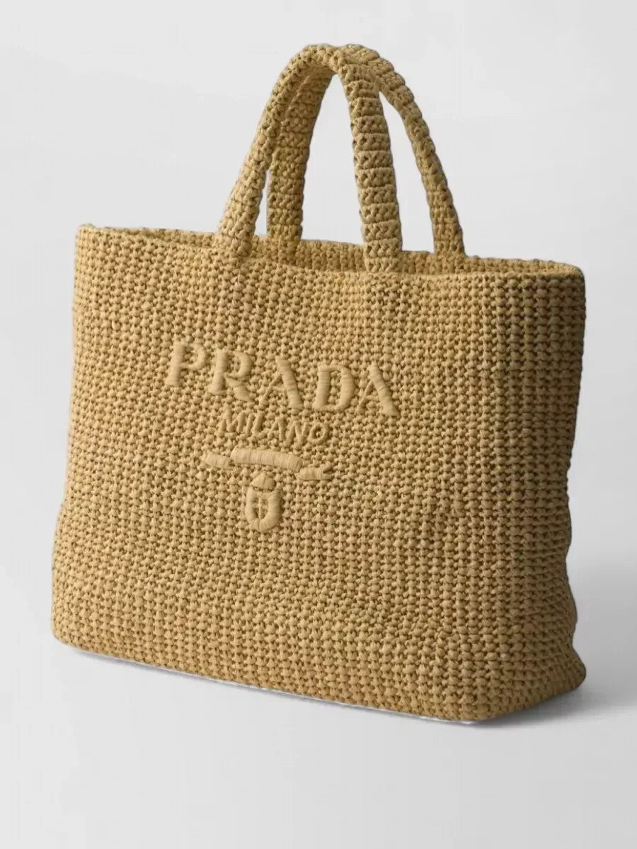 Prada Woven Tote in Beige, Foto 3