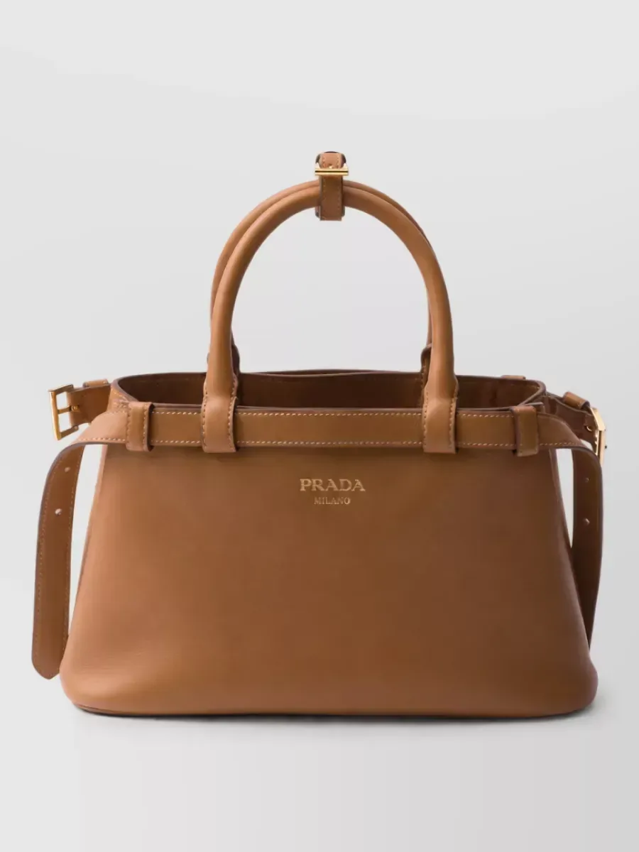 Prada Soft Small Belted Schultertasche in Braun, Foto 1
