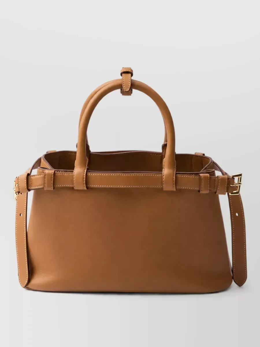 Prada Soft Small Belted Schultertasche in Braun, Foto 3