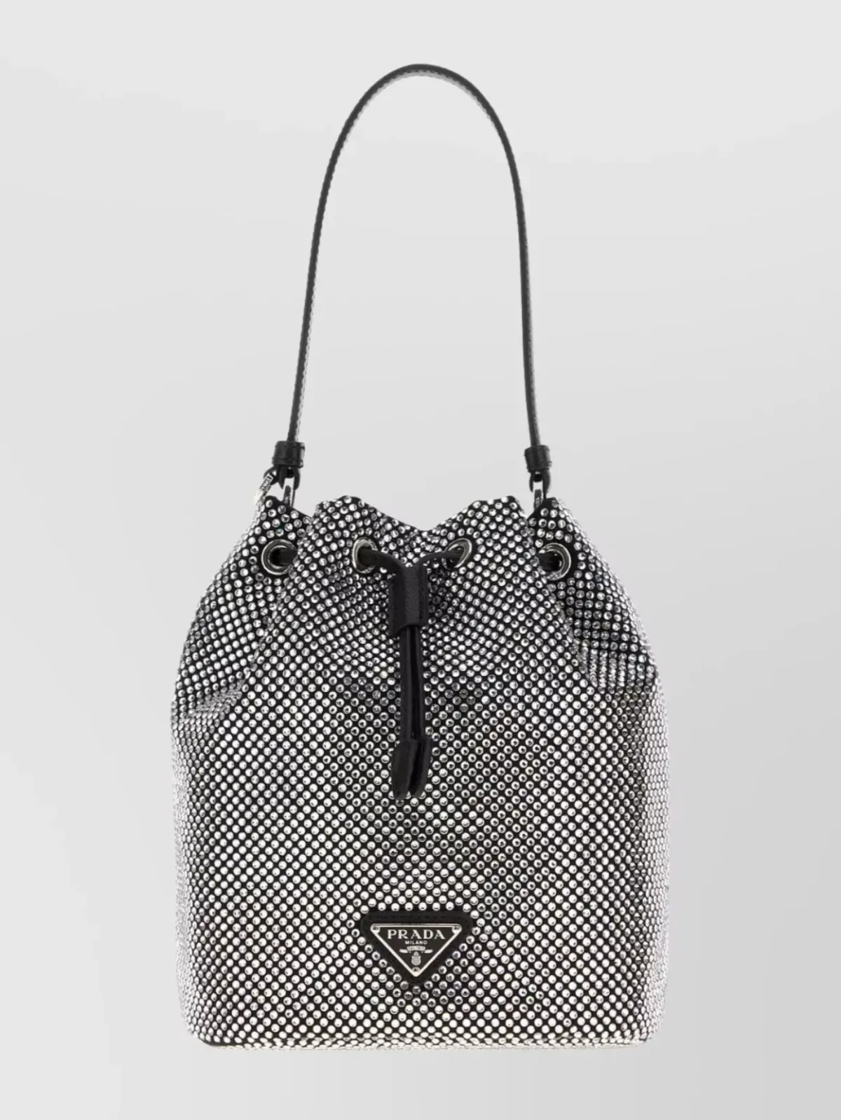 Prada Embellished Satin Bucket Bag in Black, photo 1